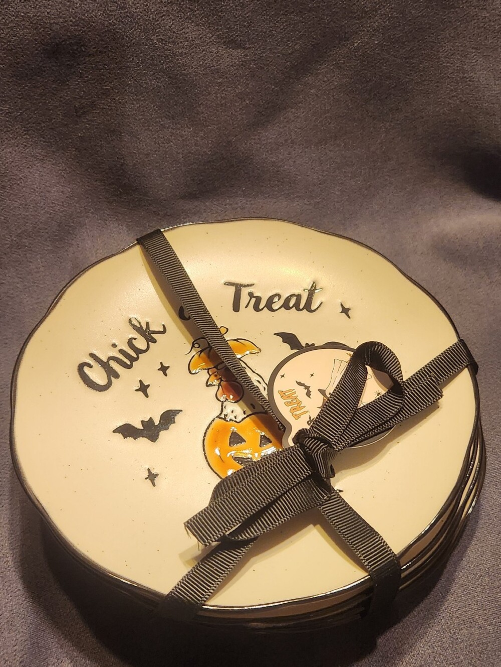 Eli & Ana Set Of 4 Chick Or Treat 6" Appetizer Plates New With Tag